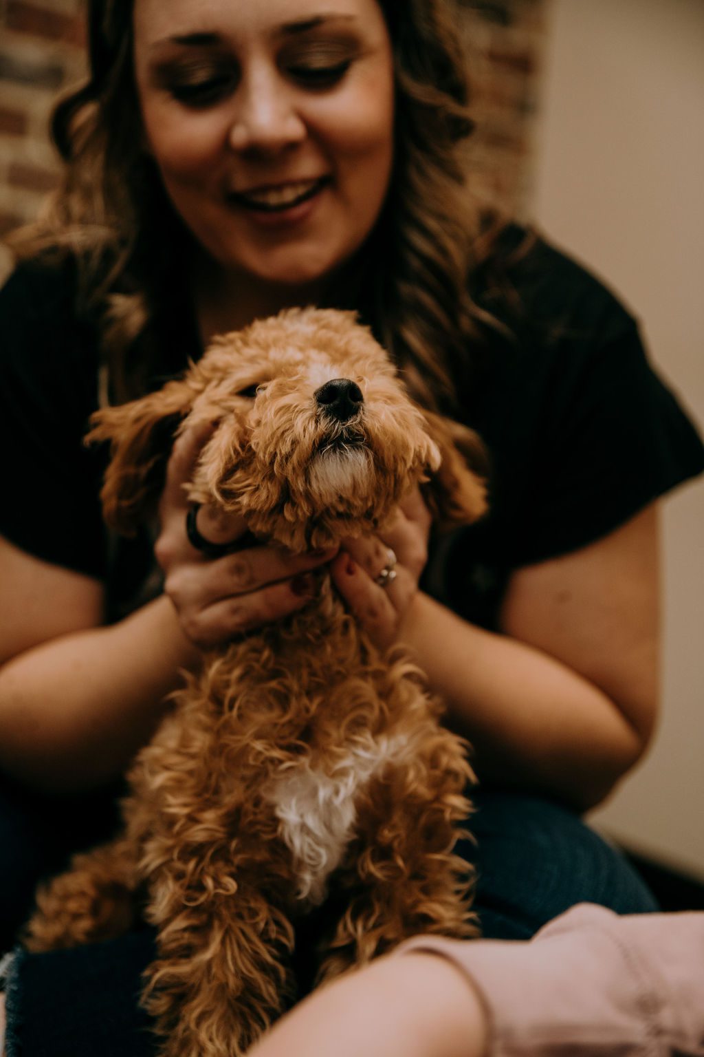 a person holding a dog